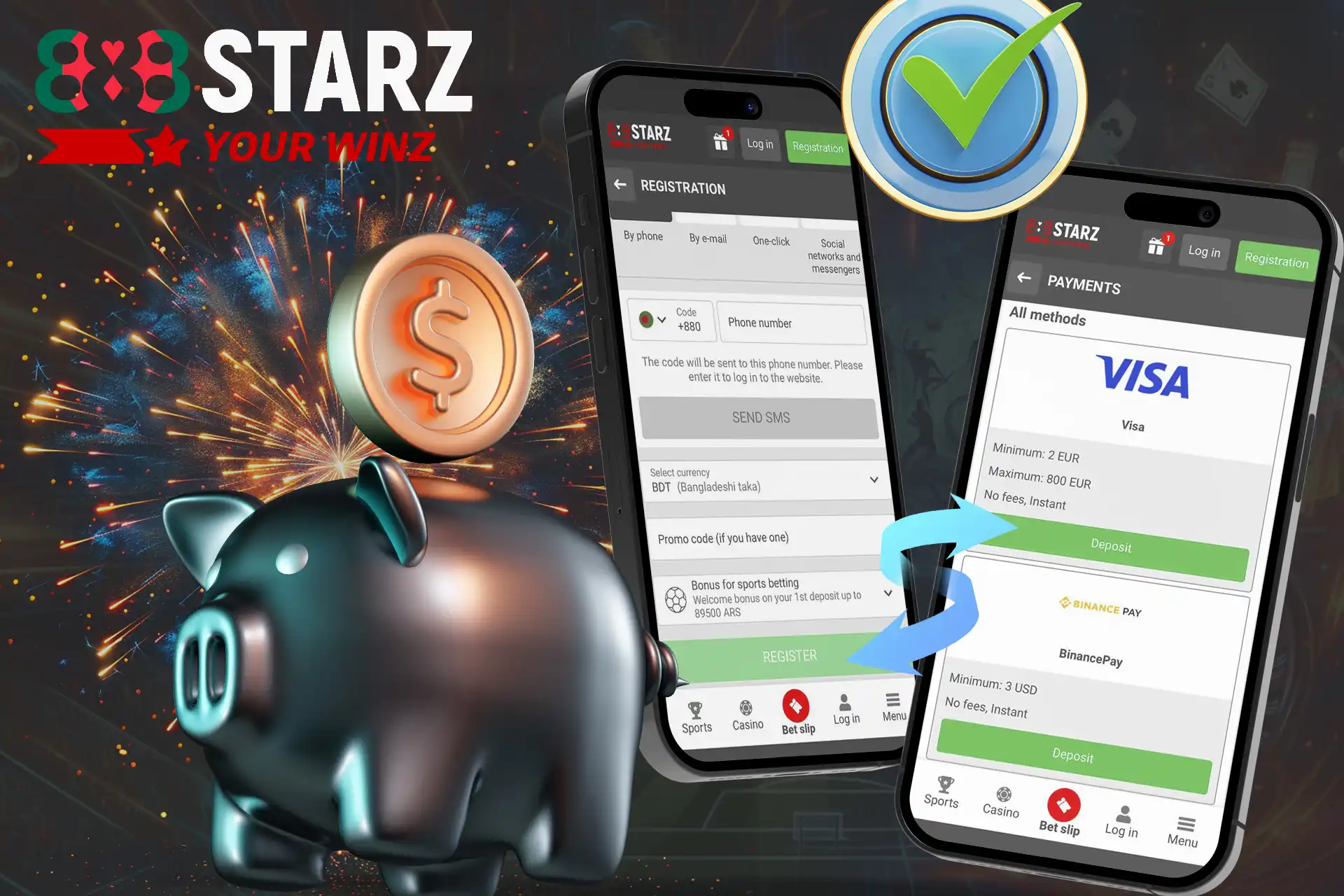 Make your first deposit using the casino app now
