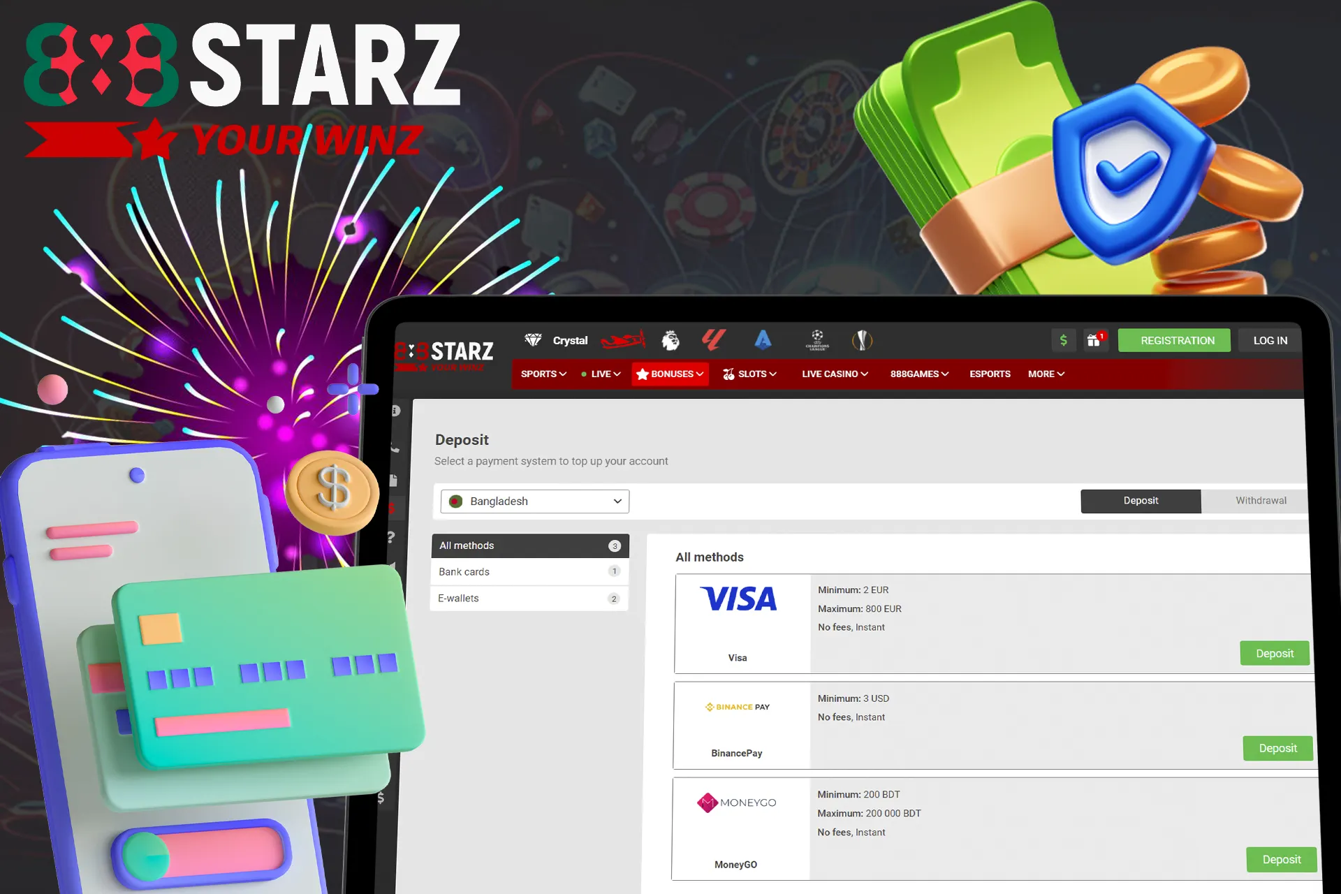 Check out the different casino payment methods