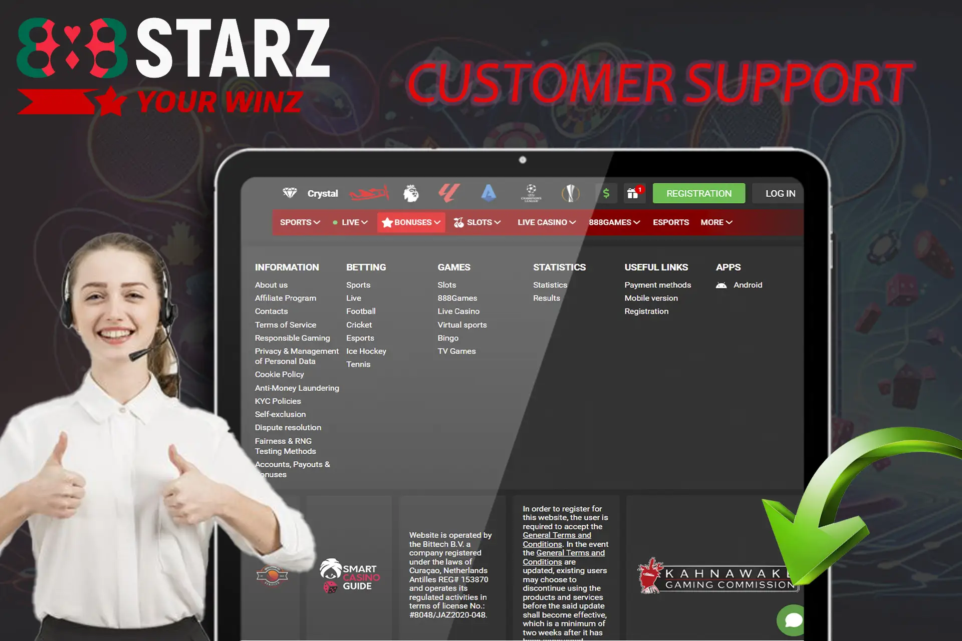 Lightning fast support service 888starz
